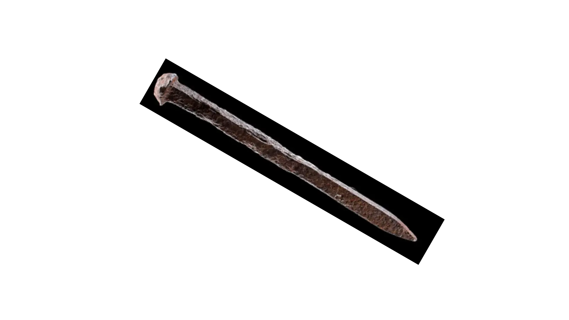 an image of a rusty railroad spike