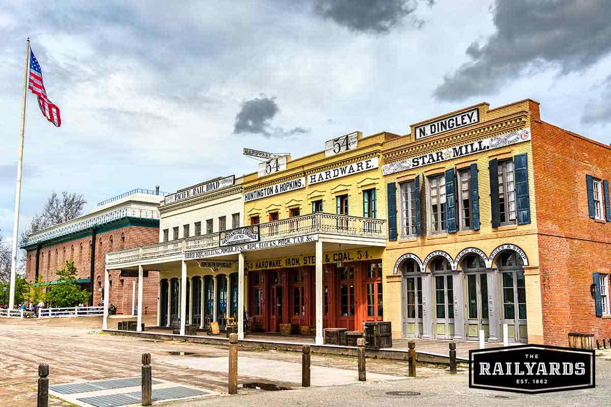 A shot of historic Sacramento with the Sacramento History Museum visible in the background. Discover virtual events at local Sacramento museums.