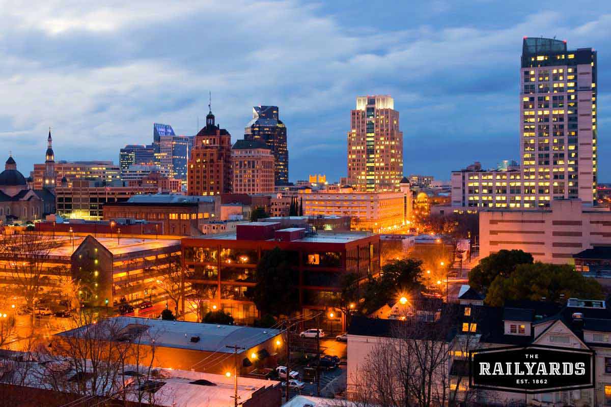 Image of the Sacramento skyline in the evening. Learn more about plans to build a more sustainable Sacramento.