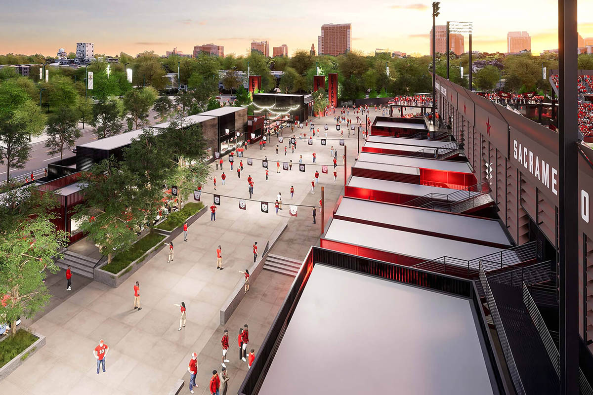 A rendering of the concourse at the Republic Stadium.