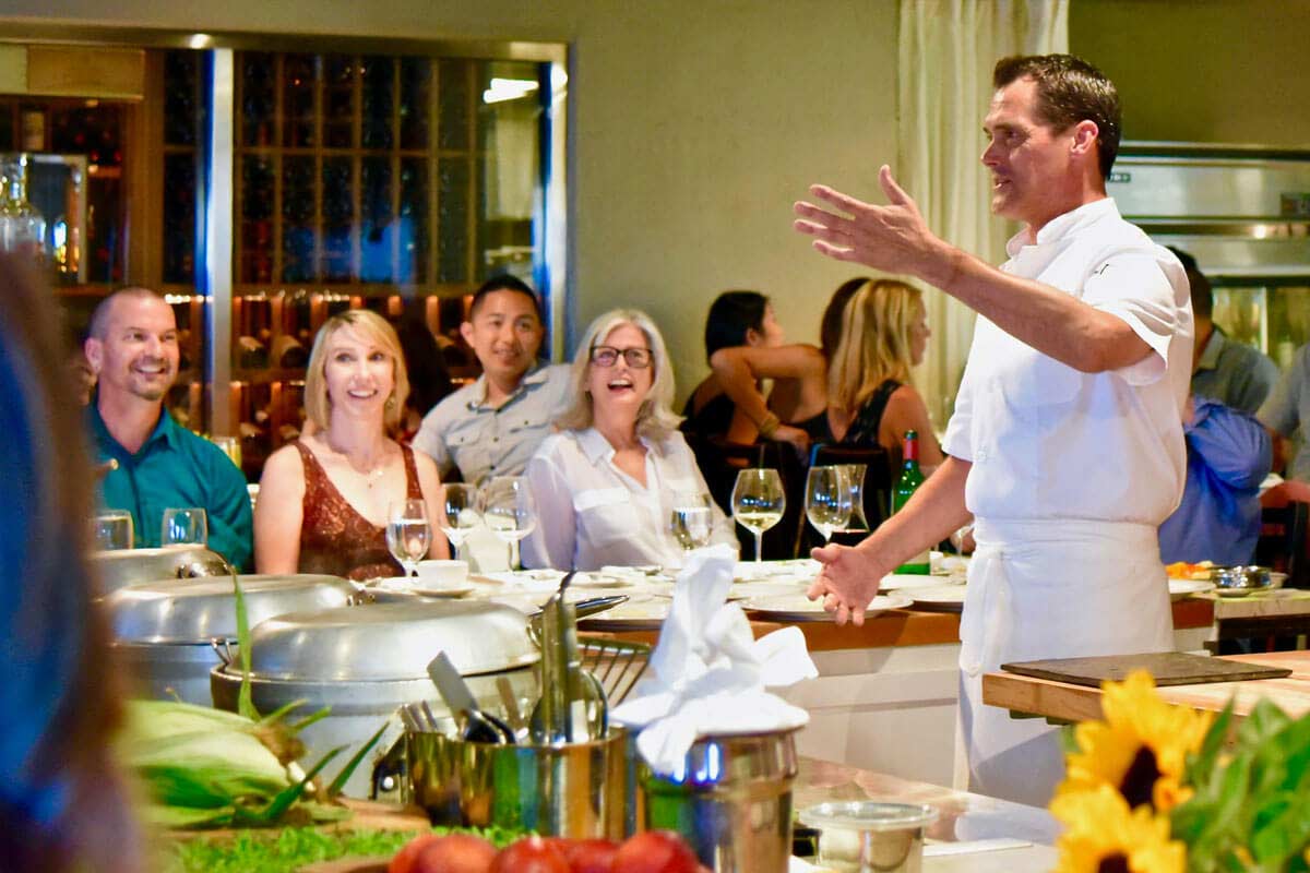 Interior shot of a chef in a Sacramento restaurant, recently awarded a Michelin Star.