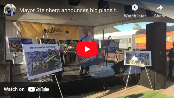 Screen grab of YouTube video Mayor Steinberg announces big plans for Old Sacramento Waterfront