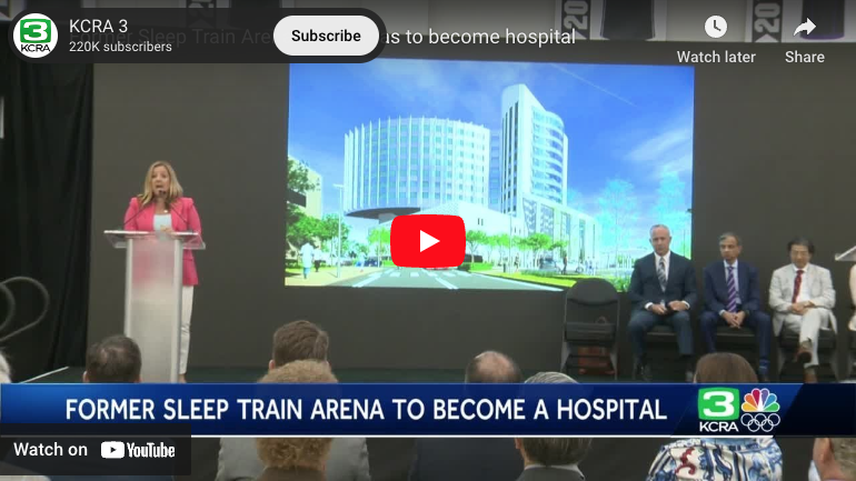 Screen grab of YouTube video Former Sleep Train Arena in Natomas to become hospital