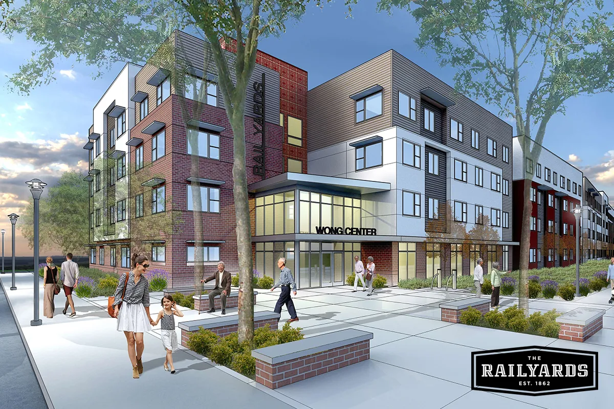 An artist’s rendering of The Wong Center, an affordable senior housing community.