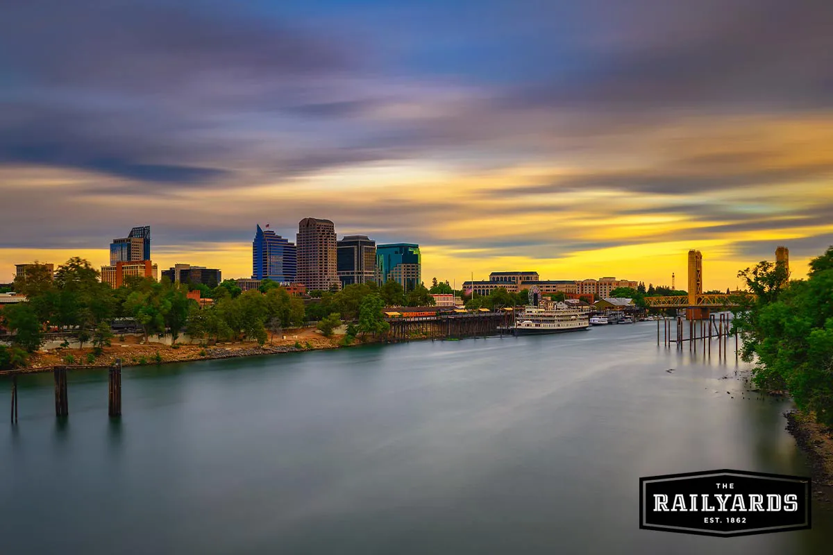 Sacramento skyline across the Sac River